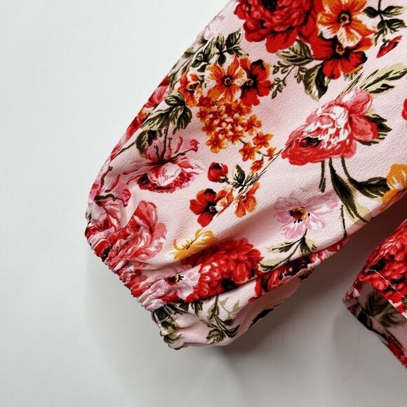 Old Navy Top XL Floral Boho Peasant Blouse Puff Sleeve Ruffle Bloomcore NWT - Picture 5 of 13